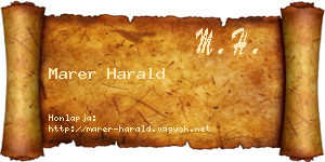 Marer Harald névjegykártya